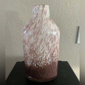 Handblown Murano Style 11” Tall Glass Vase- Neutral Colors